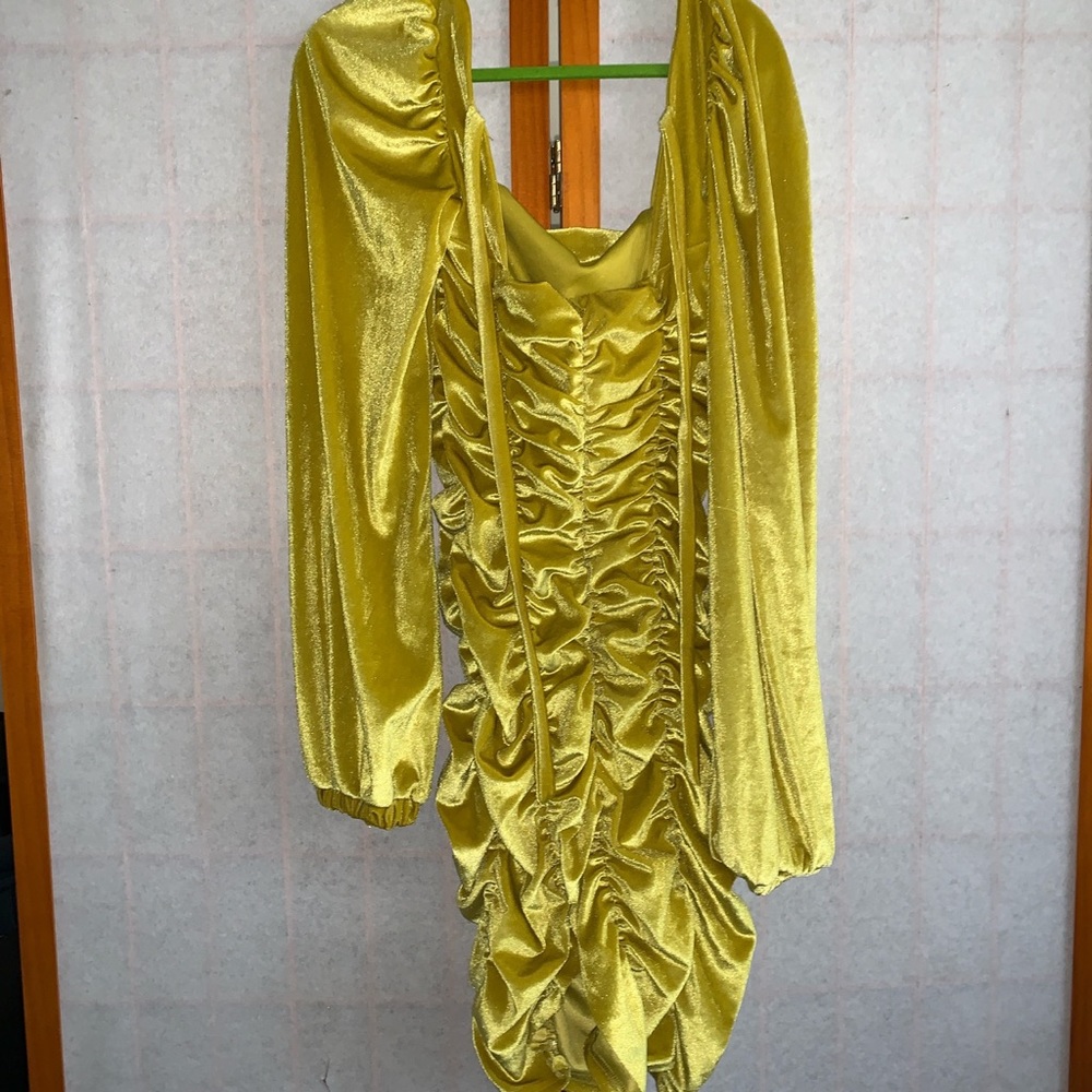 Yellow Velour bodycon dress